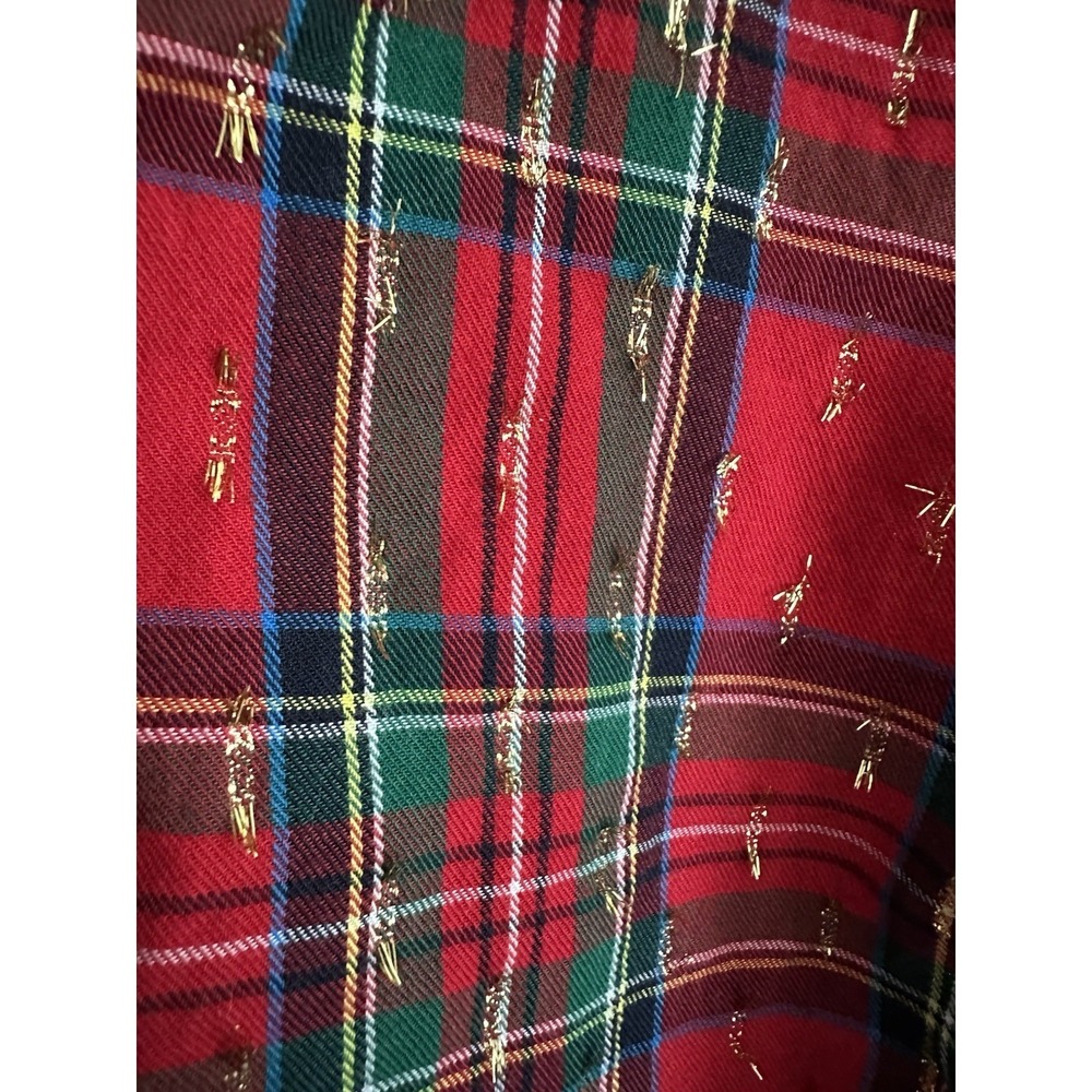 Talbots Solstice Metallic Button Down Medium Petite Stewart Tartan Scottish Twee - Picture 8 of 12